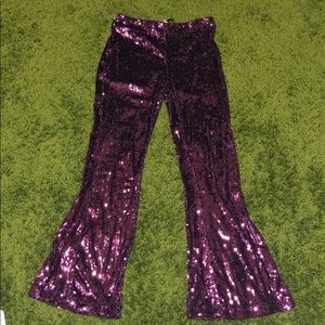 Purple sequence bell bottom pants